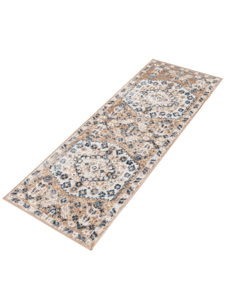 Beige 2' x 6' 1 Oxford Runner Area Rug Traditional Design 100% Polypropylene Carpet for Living Room, Bedrooms, Dining, Office for Sale at Rug Engine