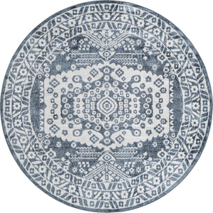 Blue 7' x 7' Oxford Round Area Rug