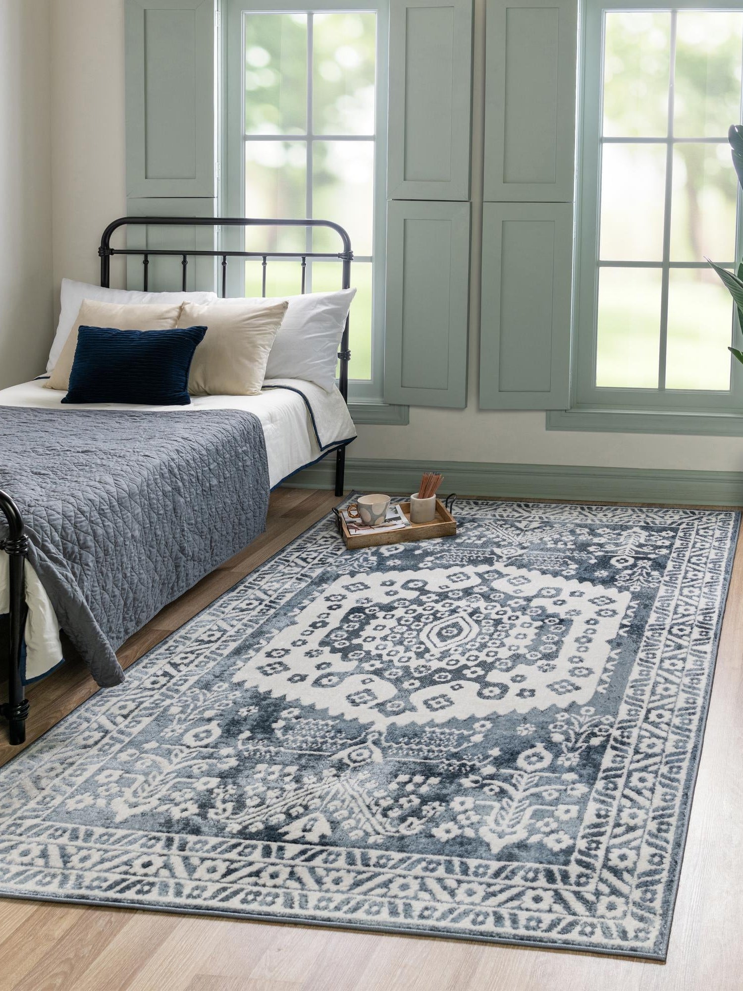 Blue 1' 4 x 1' 4 Oxford Sample Area Rug Traditional Design 100% Polypropylene Carpet for Living Room, Bedrooms, Dining, Office for Sale at Rug Engine