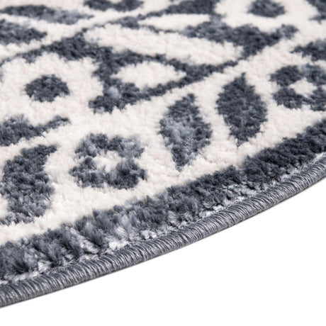 Blue 7' x 7' Oxford Round Area Rug Traditional Design 100% Polypropylene Carpet for Living Room, Bedrooms, Dining, Office for Sale at Rug Engine