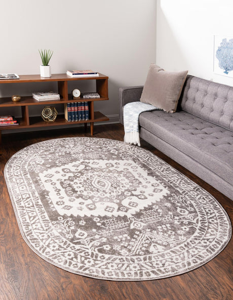Gray 8' x 10' Oxford Oval Area Rug