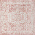 Pink 7' 10 x 7' 10 Oxford Square Area Rug Traditional Design 100% Polypropylene Carpet for Living Room, Bedrooms, Dining, Office for Sale at Rug Engine
