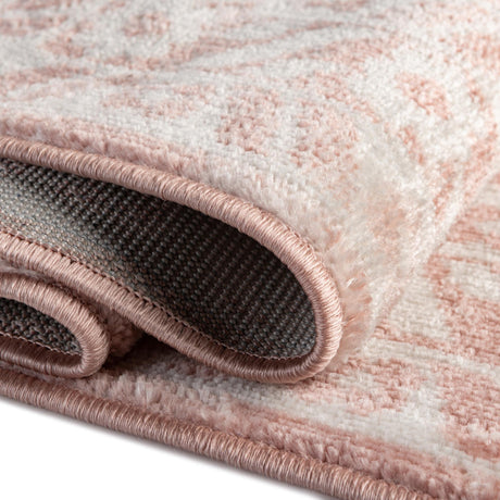 Pink 7' x 7' Oxford Octagon Area Rug Traditional Design 100% Polypropylene Carpet for Living Room, Bedrooms, Dining, Office for Sale at Rug Engine