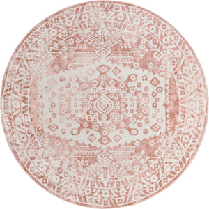 Pink 7' x 7' Oxford Round Area Rug