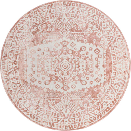 Pink 7' x 7' Oxford Round Area Rug