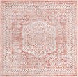 Pink 6' x 6' Oxford Square Area Rug Traditional Design 100% Polypropylene Carpet for Living Room, Bedrooms, Dining, Office for Sale at Rug Engine