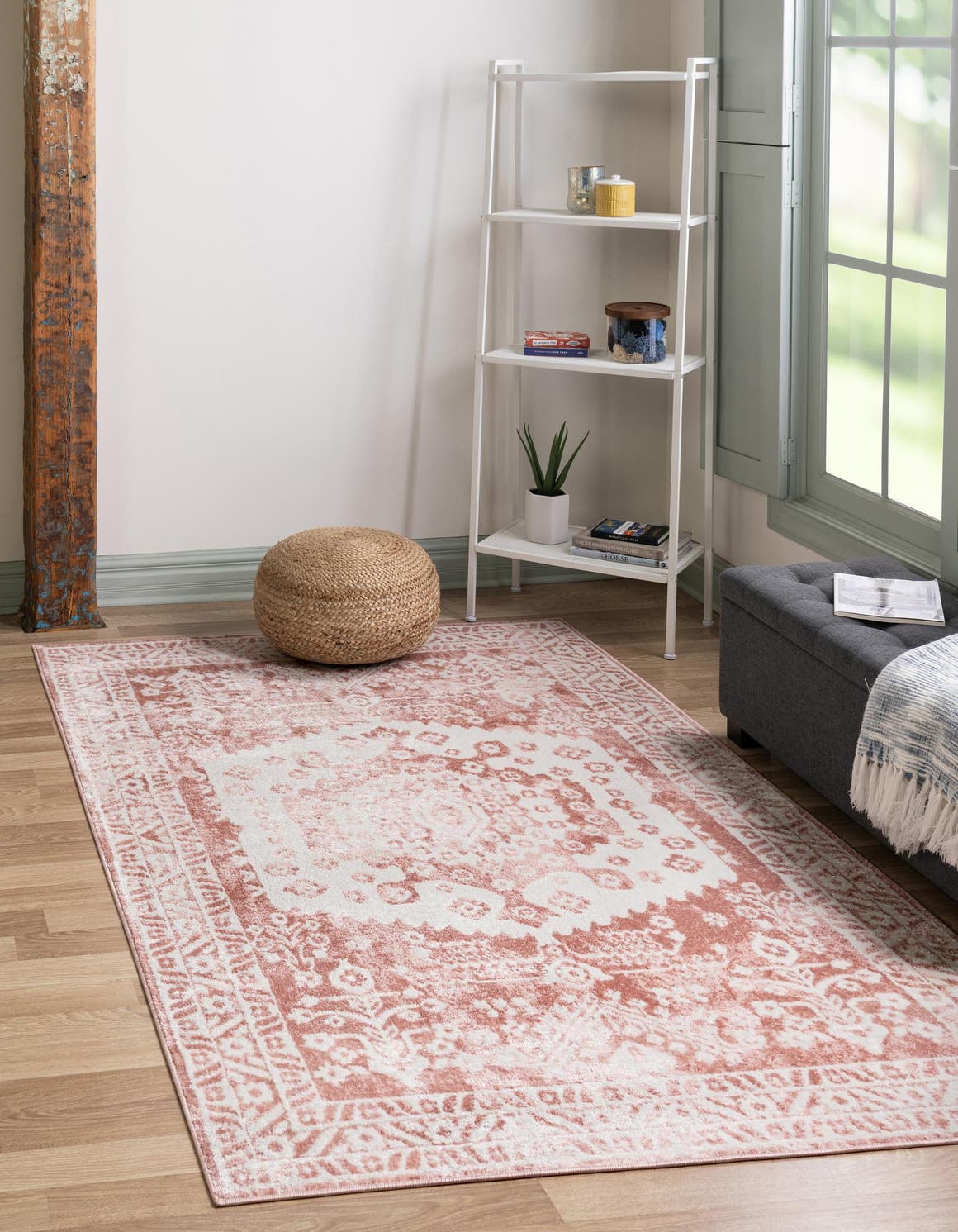Pink 8' x 10' Oxford Rectangle Area Rug Traditional Design 100% Polypropylene Carpet for Living Room, Bedrooms, Dining, Office for Sale at Rug Engine