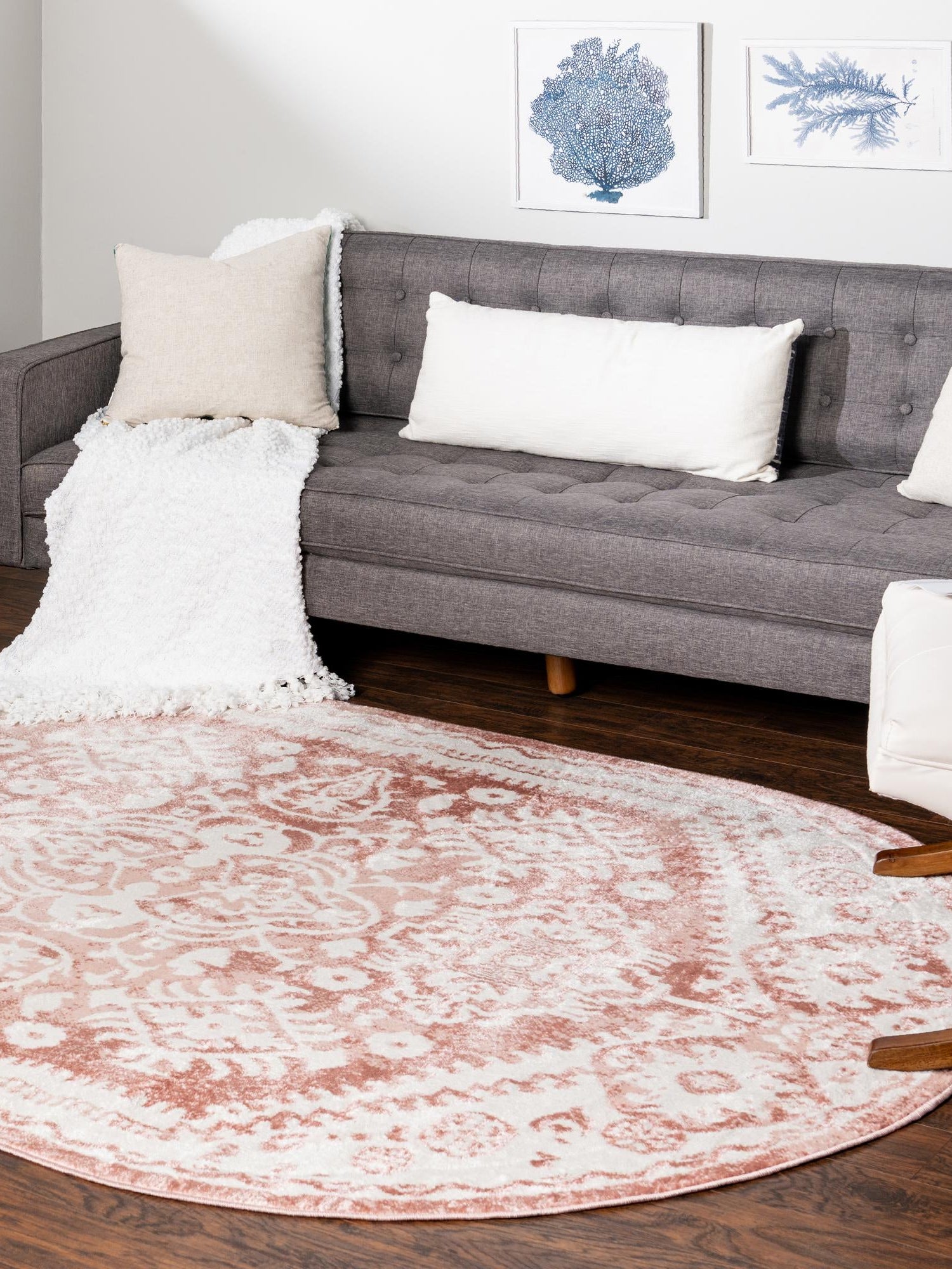 Pink 8' x 10' Oxford Oval Area Rug Traditional Design 100% Polypropylene Carpet for Living Room, Bedrooms, Dining, Office for Sale at Rug Engine