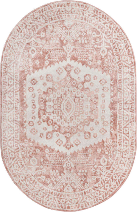 Pink 5' x 8' Oxford Oval Area Rug