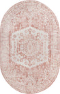 Pink 5' x 8' Oxford Oval Area Rug Traditional Design 100% Polypropylene Carpet for Living Room, Bedrooms, Dining, Office for Sale at Rug Engine