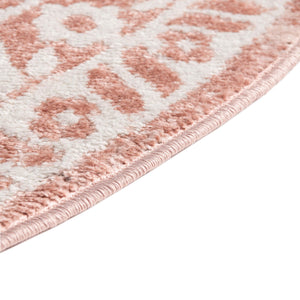 Pink 5' x 5' Oxford Round Area Rug