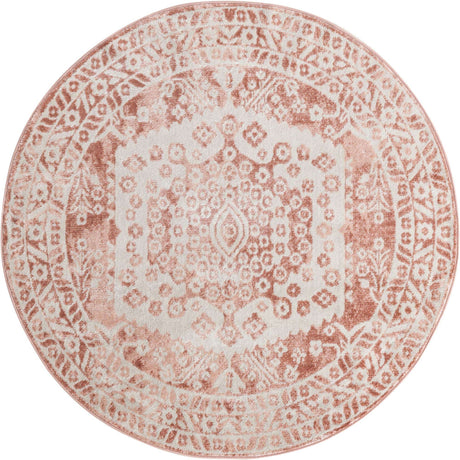 Pink 5' x 5' Oxford Round Area Rug