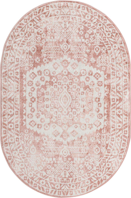 Pink 4' x 6' Oxford Oval Area Rug