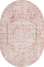 Pink 4' x 6' Oxford Oval Area Rug Traditional Design 100% Polypropylene Carpet for Living Room, Bedrooms, Dining, Office for Sale at Rug Engine