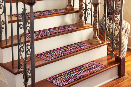 13 Pcs Multicolor 1' x 2' 6 Braided Chindi Stair Treads