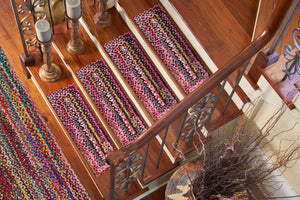 13 Pcs Multicolor 1' x 2' 6 Braided Chindi Stair Treads