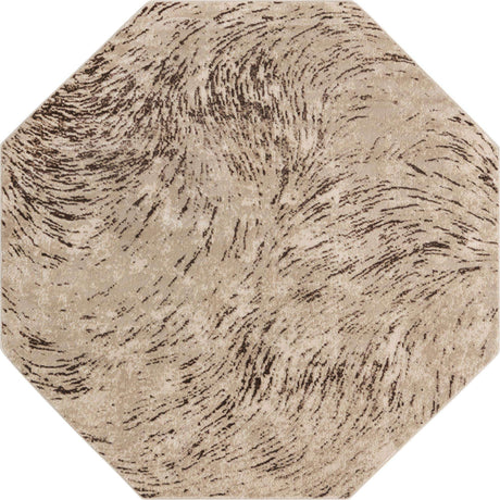 Brown 7' x 7' Oasis Octagon Area Rug 65% Polypropylene & 35% Polyester Contemporary Carpet for Living Rooms, Bedroom, Kitchen, Dining, Office for Sale at Rug Engine