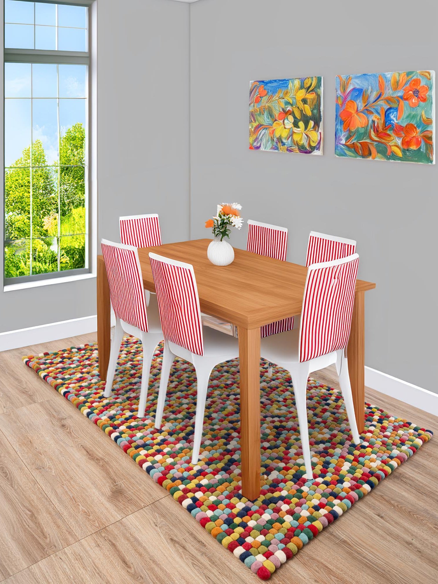 Multicolor 5' 1 x 8' Felt Ball Rectangle Area Rug Stunning All Natural 100% Wool Luxury Hand Woven Carpet for Modern Home Interiors Soft Touch Marshmallow Rug for Sale at Rug Engine