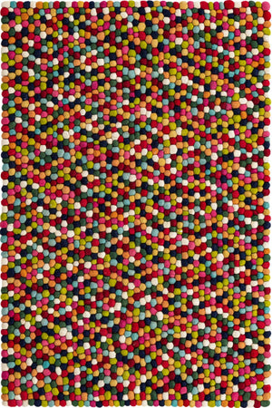 Multicolor 4' 1 x 6' 1 Felt Ball Rectangle Area Rug Stunning All Natural 100% Wool Luxury Hand Woven Carpet for Modern Home Interiors Soft Touch Marshmallow Rug for Sale at Rug Engine