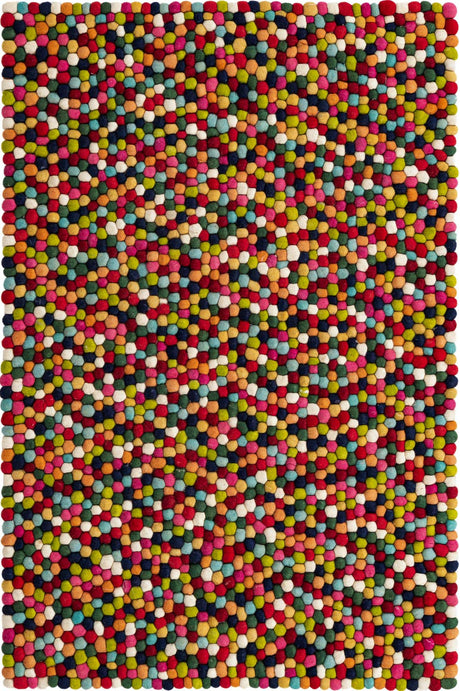 Multicolor 4' 1 x 6' 1 Felt Ball Rectangle Area Rug Stunning All Natural 100% Wool Luxury Hand Woven Carpet for Modern Home Interiors Soft Touch Marshmallow Rug for Sale at Rug Engine