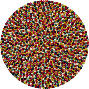 Multicolor 5' x 5' Felt Ball Round Area Rug Stunning All Natural 100% Wool Luxury Hand Woven Carpet for Modern Home Interiors Soft Touch Marshmallow Rug for Sale at Rug Engine