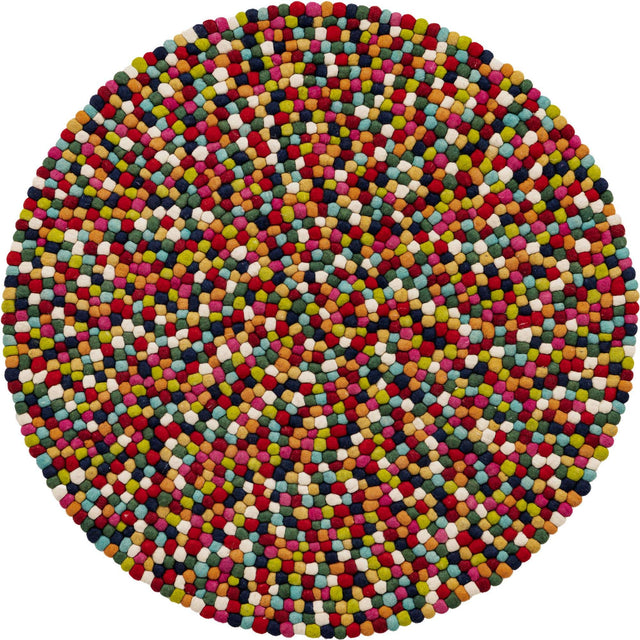 Multicolor 5' x 5' Felt Ball Round Area Rug Stunning All Natural 100% Wool Luxury Hand Woven Carpet for Modern Home Interiors Soft Touch Marshmallow Rug for Sale at Rug Engine