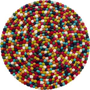 Multicolor 3' 3 x 3' 3 Felt Ball Round Area Rug Stunning All Natural 100% Wool Luxury Hand Woven Carpet for Modern Home Interiors Soft Touch Marshmallow Rug for Sale at Rug Engine