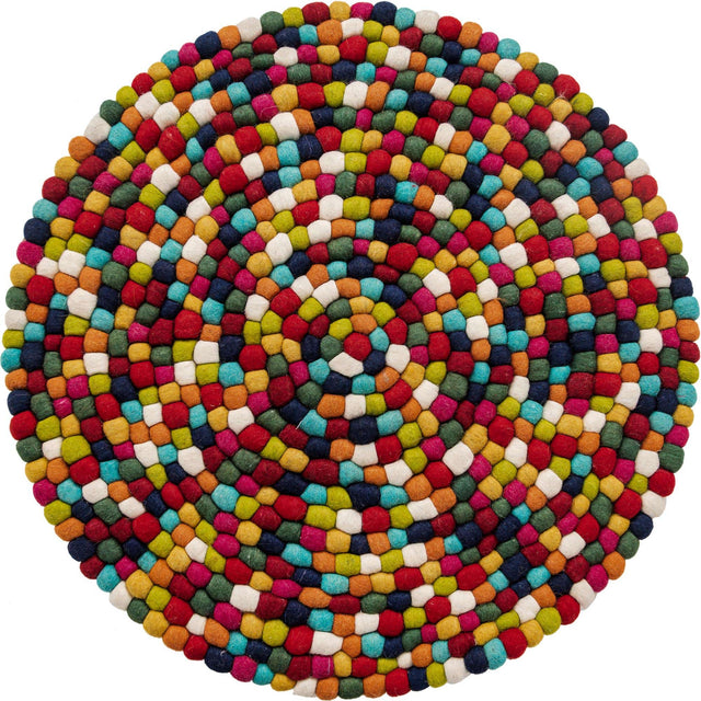 Multicolor 3' 3 x 3' 3 Felt Ball Round Area Rug Stunning All Natural 100% Wool Luxury Hand Woven Carpet for Modern Home Interiors Soft Touch Marshmallow Rug for Sale at Rug Engine