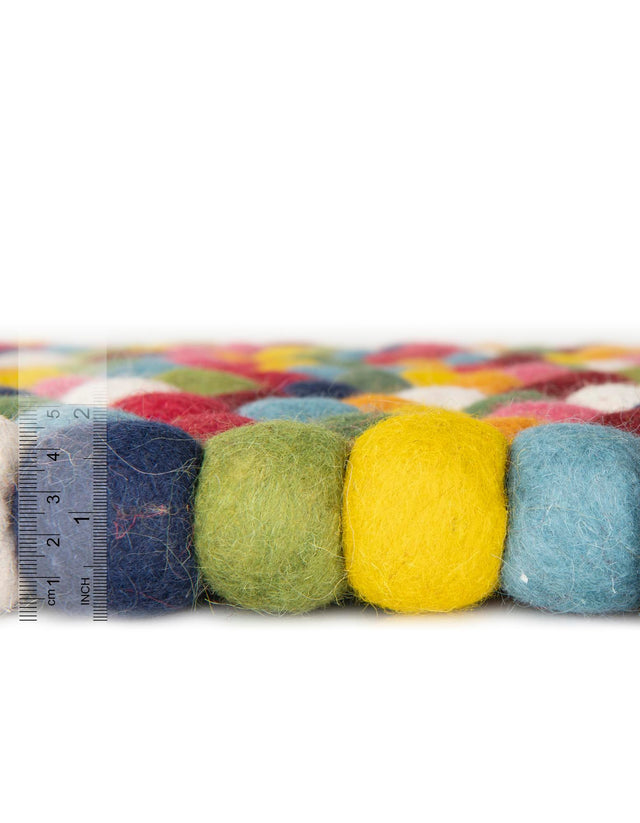 Multicolor 2' x 5' 3 Felt Ball Runner Area Rug Stunning All Natural 100% Wool Luxury Hand Woven Carpet for Modern Home Interiors Soft Touch Marshmallow Rug for Sale at Rug Engine