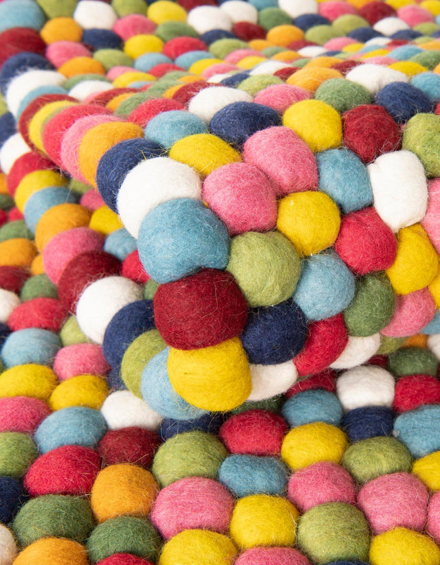Multicolor 2' 7 x 9' 10 Felt Ball Runner Area Rug Stunning All Natural 100% Wool Luxury Hand Woven Carpet for Modern Home Interiors Soft Touch Marshmallow Rug for Sale at Rug Engine