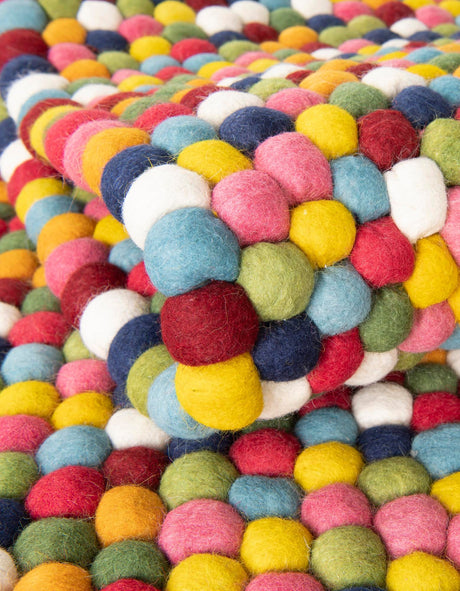 Multicolor 2' x 8' Felt Ball Runner Area Rug Stunning All Natural 100% Wool Luxury Hand Woven Carpet for Modern Home Interiors Soft Touch Marshmallow Rug for Sale at Rug Engine