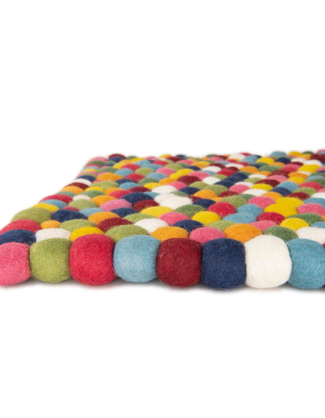 Multicolor 2' 7 x 12' Felt Ball Runner Area Rug Stunning All Natural 100% Wool Luxury Hand Woven Carpet for Modern Home Interiors Soft Touch Marshmallow Rug for Sale at Rug Engine