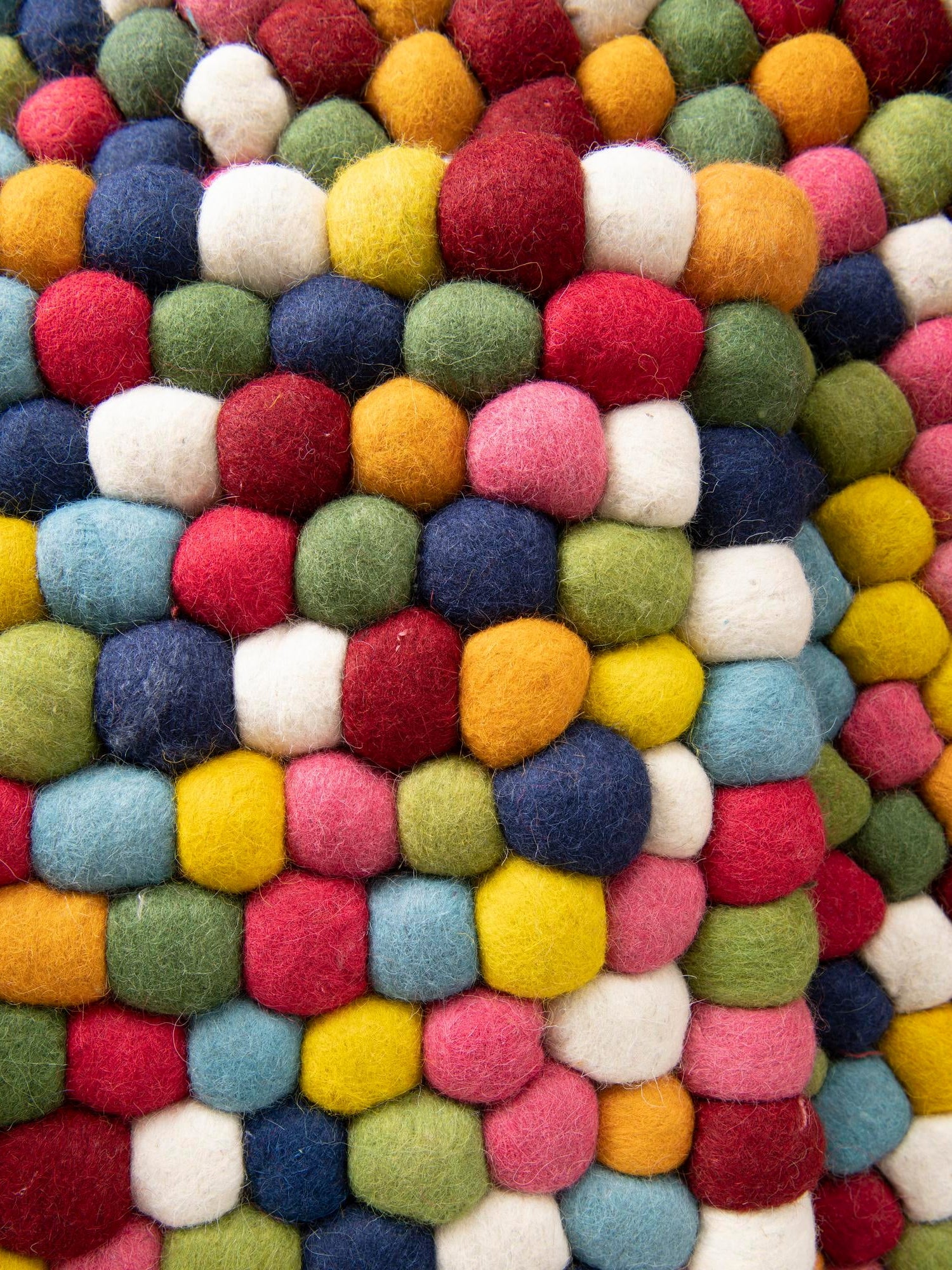 Multicolor 2' 2 x 6' 1 Felt Ball Runner Area Rug Stunning All Natural 100% Wool Luxury Hand Woven Carpet for Modern Home Interiors Soft Touch Marshmallow Rug for Sale at Rug Engine