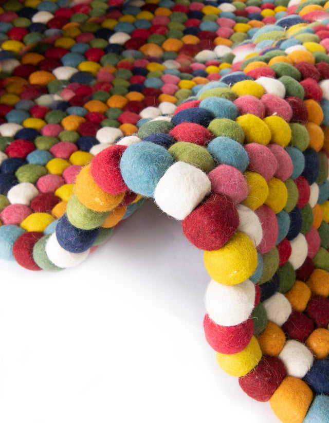 Multicolor 2' 7 x 12' Felt Ball Runner Area Rug Stunning All Natural 100% Wool Luxury Hand Woven Carpet for Modern Home Interiors Soft Touch Marshmallow Rug for Sale at Rug Engine