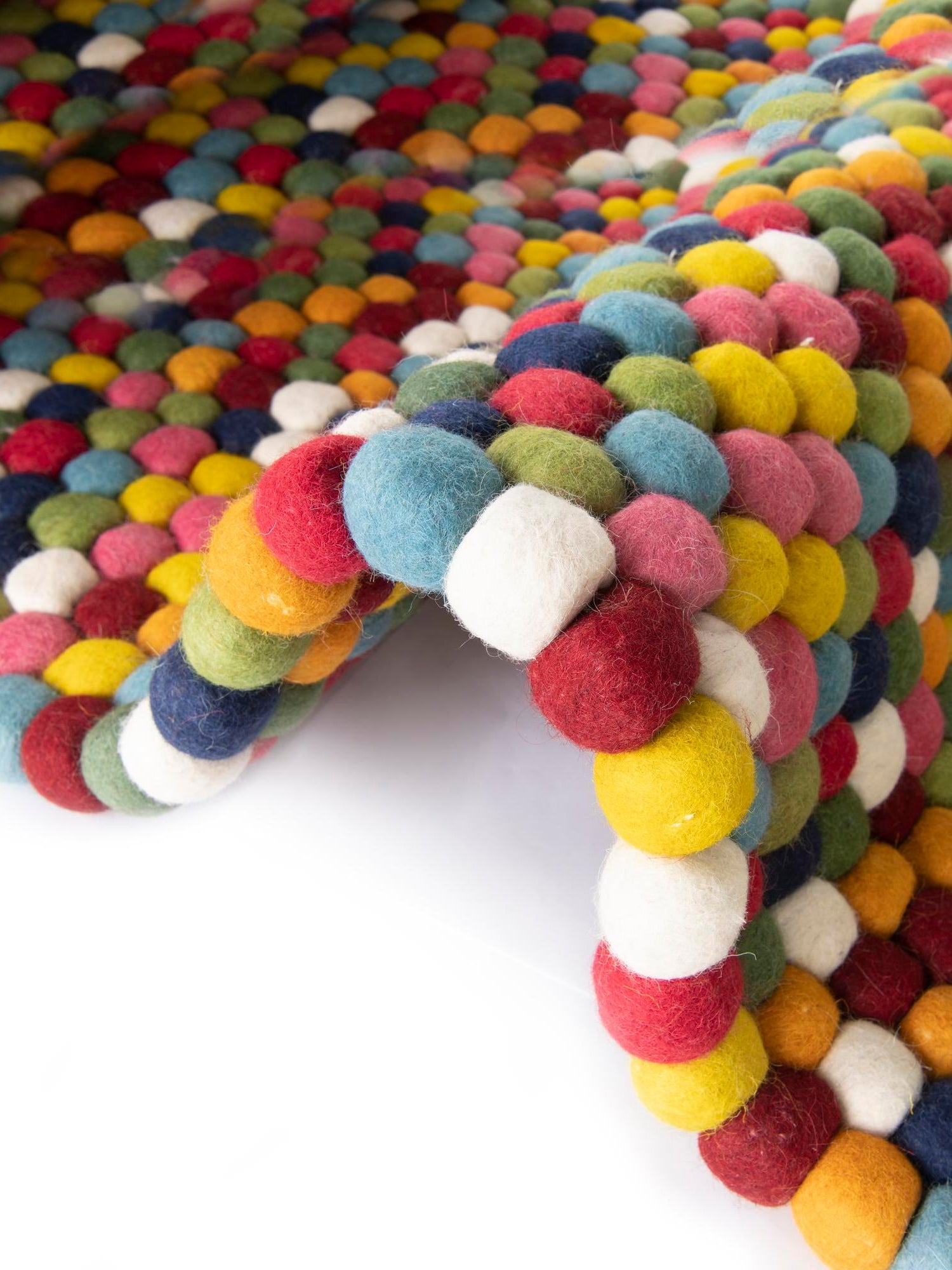 Multicolor 2' 7 x 9' 10 Felt Ball Runner Area Rug Stunning All Natural 100% Wool Luxury Hand Woven Carpet for Modern Home Interiors Soft Touch Marshmallow Rug for Sale at Rug Engine