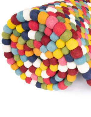 Multicolor 2' x 5' 3 Felt Ball Runner Area Rug Stunning All Natural 100% Wool Luxury Hand Woven Carpet for Modern Home Interiors Soft Touch Marshmallow Rug for Sale at Rug Engine