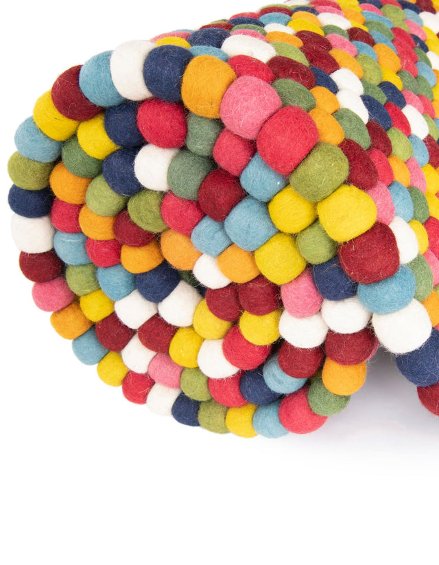 Multicolor 2' x 5' 3 Felt Ball Runner Area Rug Stunning All Natural 100% Wool Luxury Hand Woven Carpet for Modern Home Interiors Soft Touch Marshmallow Rug for Sale at Rug Engine