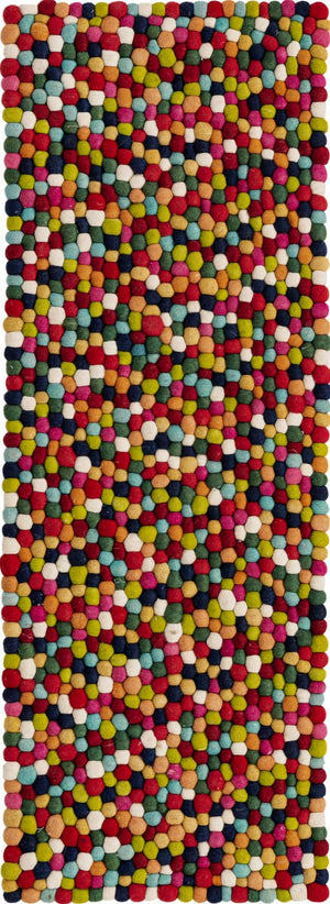 Multicolor 2' 2 x 6' 1 Felt Ball Runner Area Rug Stunning All Natural 100% Wool Luxury Hand Woven Carpet for Modern Home Interiors Soft Touch Marshmallow Rug for Sale at Rug Engine