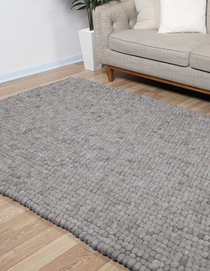 Gray 6' 1 x 9' Felt Ball Rectangle Area Rug Stunning All Natural 100% Wool Luxury Hand Woven Carpet for Modern Home Interiors Soft Touch Marshmallow Rug for Sale at Rug Engine