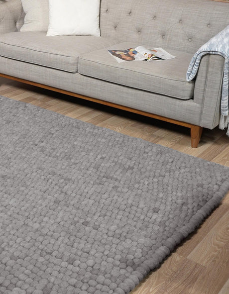 Gray 5' 1 x 8' Felt Ball Rectangle Area Rug Stunning All Natural 100% Wool Luxury Hand Woven Carpet for Modern Home Interiors Soft Touch Marshmallow Rug for Sale at Rug Engine