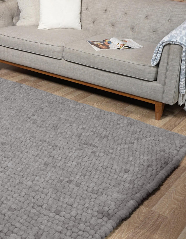 Gray 2' 2 x 3' 1 Felt Ball Rectangle Area Rug Stunning All Natural 100% Wool Luxury Hand Woven Carpet for Modern Home Interiors Soft Touch Marshmallow Rug for Sale at Rug Engine