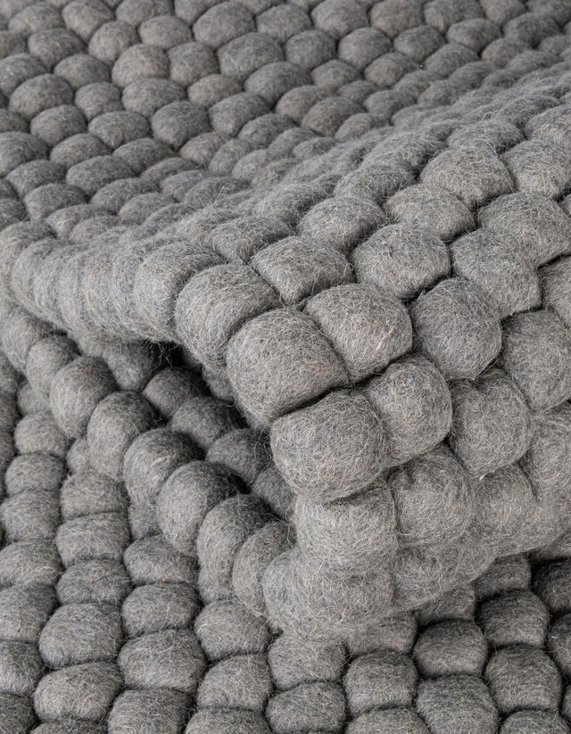 Gray 5' 1 x 8' Felt Ball Rectangle Area Rug Stunning All Natural 100% Wool Luxury Hand Woven Carpet for Modern Home Interiors Soft Touch Marshmallow Rug for Sale at Rug Engine