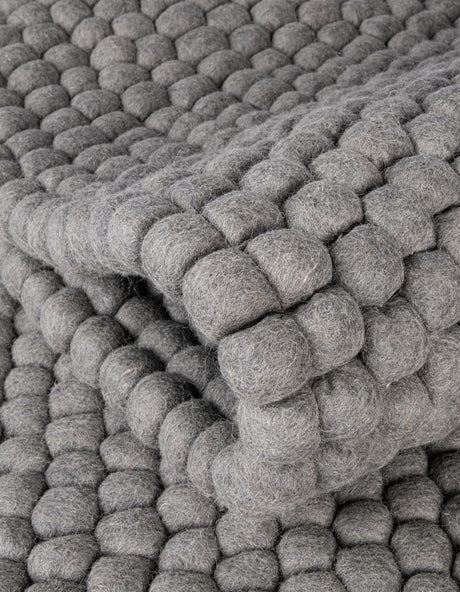 Gray 6' 1 x 9' Felt Ball Rectangle Area Rug Stunning All Natural 100% Wool Luxury Hand Woven Carpet for Modern Home Interiors Soft Touch Marshmallow Rug for Sale at Rug Engine