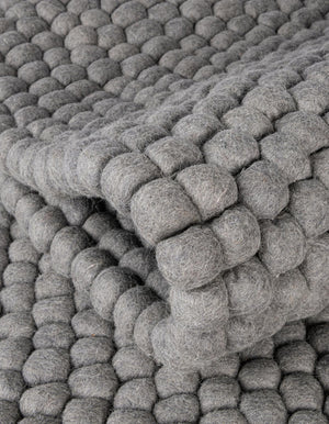 Gray 8' x 10' Felt Ball Rectangle Area Rug Stunning All Natural 100% Wool Luxury Hand Woven Carpet for Modern Home Interiors Soft Touch Marshmallow Rug for Sale at Rug Engine
