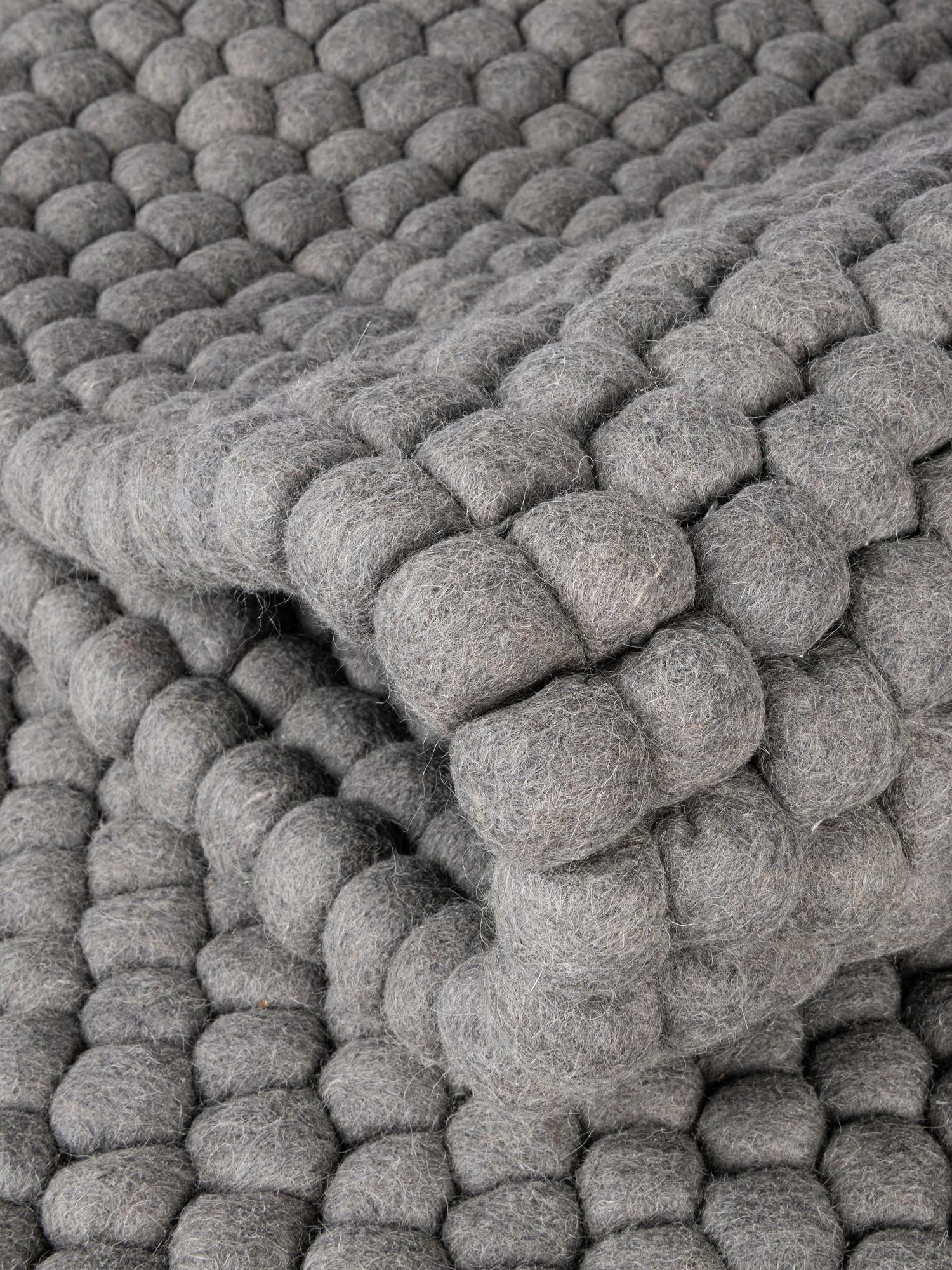 Gray 3' 3 x 5' 3 Felt Ball Rectangle Area Rug Stunning All Natural 100% Wool Luxury Hand Woven Carpet for Modern Home Interiors Soft Touch Marshmallow Rug for Sale at Rug Engine