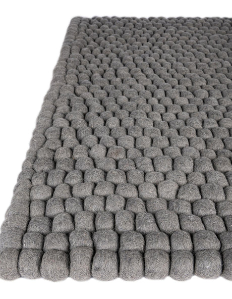 Gray 5' 1 x 8' Felt Ball Rectangle Area Rug Stunning All Natural 100% Wool Luxury Hand Woven Carpet for Modern Home Interiors Soft Touch Marshmallow Rug for Sale at Rug Engine