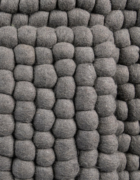 Gray 5' 1 x 8' Felt Ball Rectangle Area Rug Stunning All Natural 100% Wool Luxury Hand Woven Carpet for Modern Home Interiors Soft Touch Marshmallow Rug for Sale at Rug Engine
