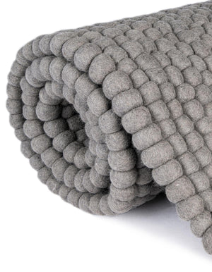 Gray 6' 1 x 9' Felt Ball Rectangle Area Rug Stunning All Natural 100% Wool Luxury Hand Woven Carpet for Modern Home Interiors Soft Touch Marshmallow Rug for Sale at Rug Engine