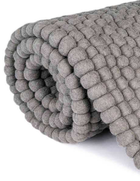 Gray 6' 1 x 9' Felt Ball Rectangle Area Rug Stunning All Natural 100% Wool Luxury Hand Woven Carpet for Modern Home Interiors Soft Touch Marshmallow Rug for Sale at Rug Engine