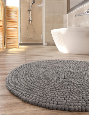 Gray 7' 10 x 7' 10 Felt Ball Round Area Rug Stunning All Natural 100% Wool Luxury Hand Woven Carpet for Modern Home Interiors Soft Touch Marshmallow Rug for Sale at Rug Engine